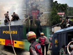 Respons Cepat Ditsamapta Polda Papua Bantu Padamkan Kebakaran di Kodam Lama