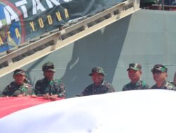 Dandim 1310/Bitung sebagai Danup Pada Upacara Pemberangkatan Karya Bakti Skala Besar Kodam XIII/Merdeka TA 2026 ke Kepulauan Talaud dan Sangihe